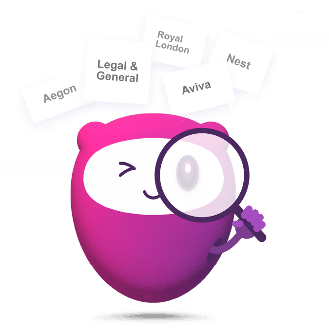 Iris mascot searching for your pensions